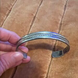 Gorgeous Vintage Silver  made in Mexico Cuff Bracelet with Braided Detail